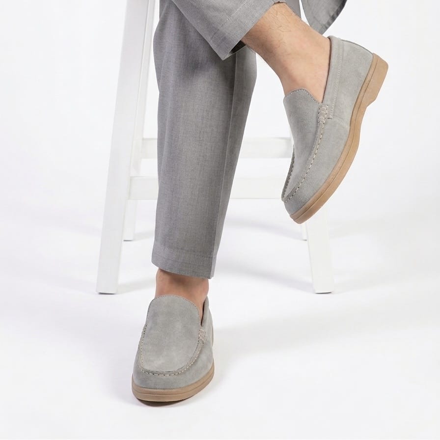 Loro Piana Inspired Grey Suede Loafers