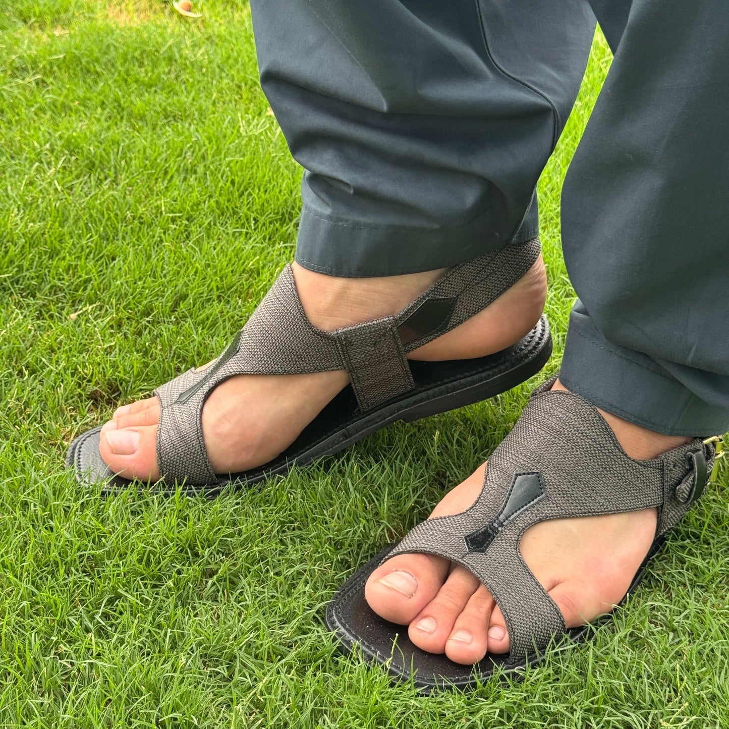 Elegant Grey Panjedar Chappal – Handmade Comfort