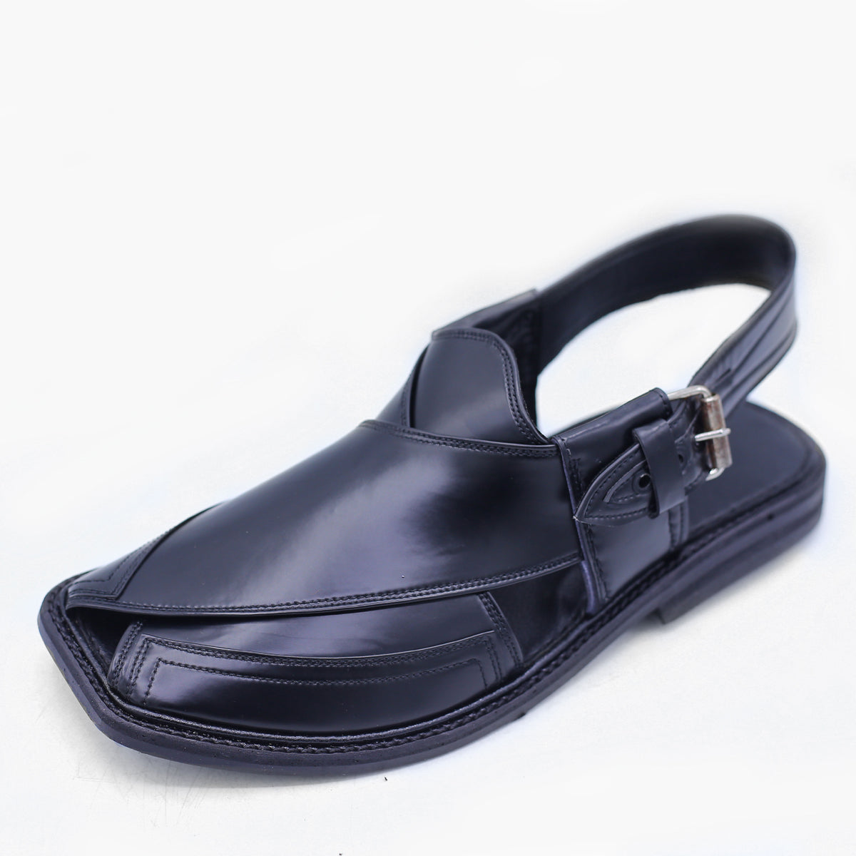 Pure Leather Black Premium Peshawari Chappal