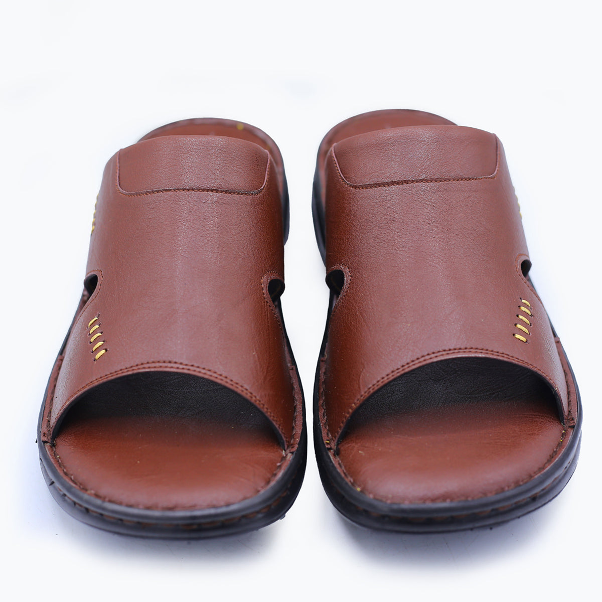 Men's Leather Slippers in Warm Chestnut Brown