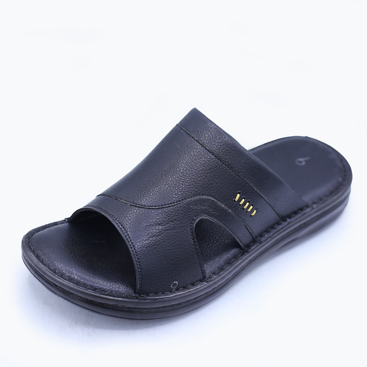 Men's Black Leather Slippers