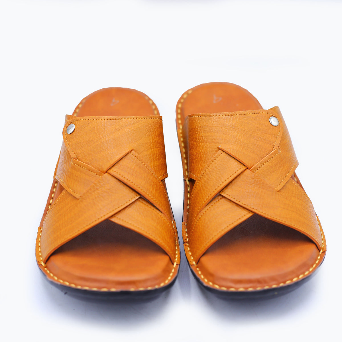Men's Tan Leather Slippers