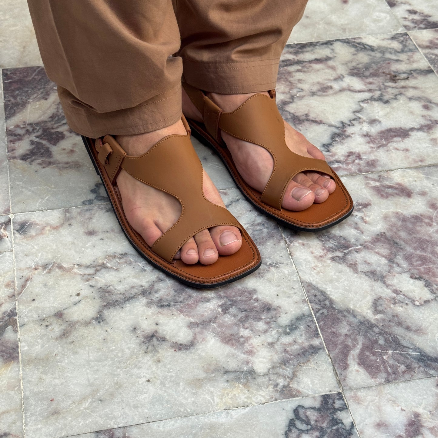 Handmade Tan Leather Panjedar Chappal