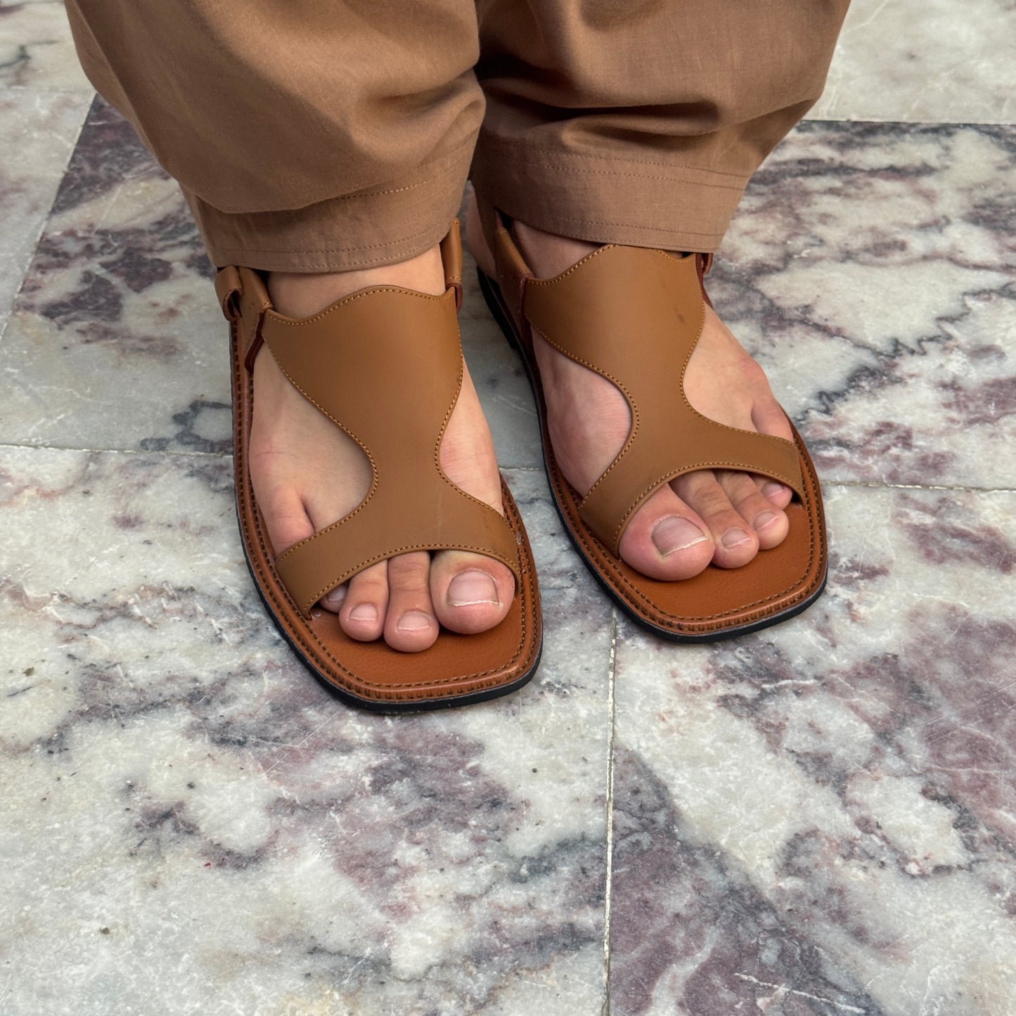 Handmade Tan Leather Panjedar Chappal