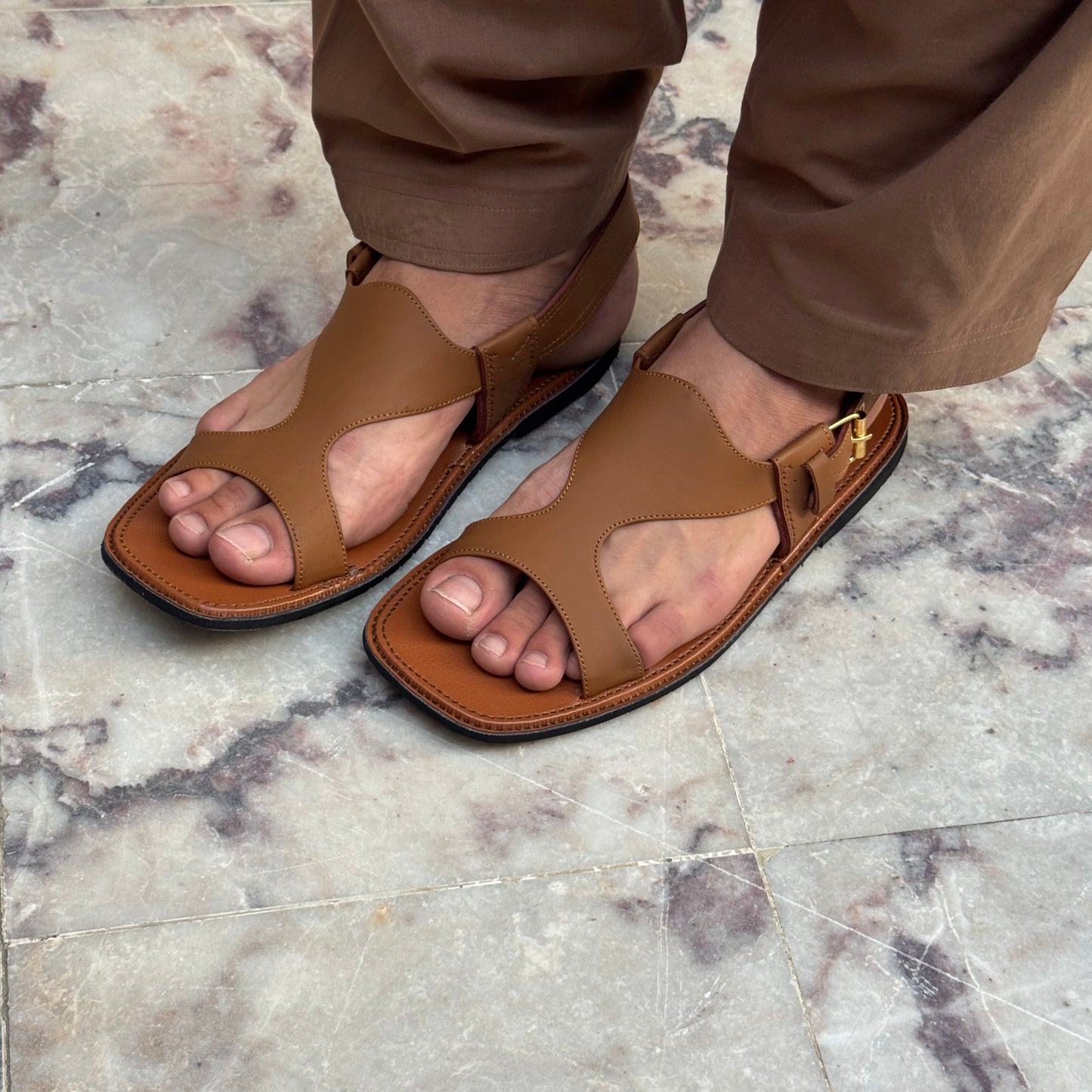Handmade Tan Leather Panjedar Chappal