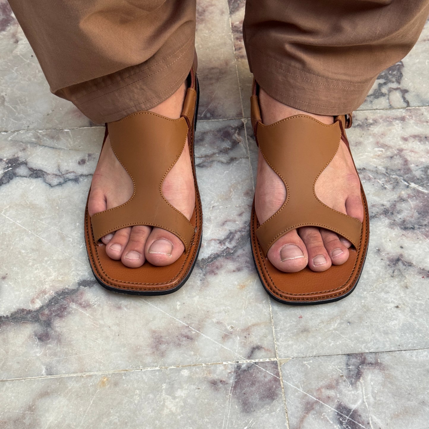 Handmade Tan Leather Panjedar Chappal