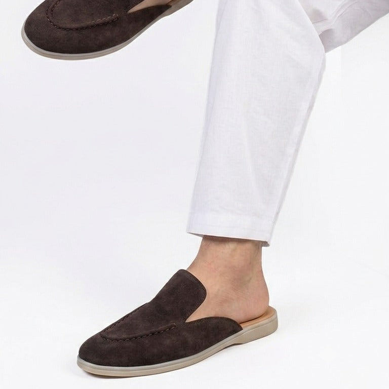Noir Suede Backless Loafers