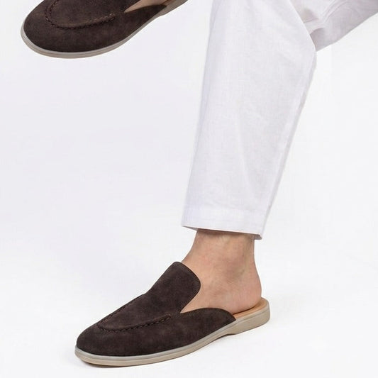 Noir Suede Backless Loafers