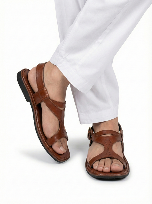 Handmade Mustard Brown Pure Leather Panjedar Chappal P#10010