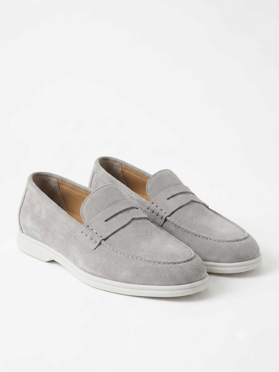 Noir Suede Slip-On Loafers