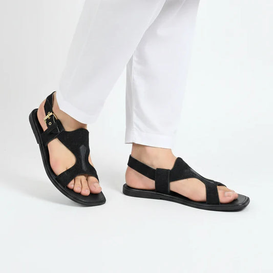 Handmade Black Sabar Panjedar Chappal