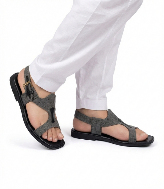 Gray Handmade Pure Taar Panjedar Chappal