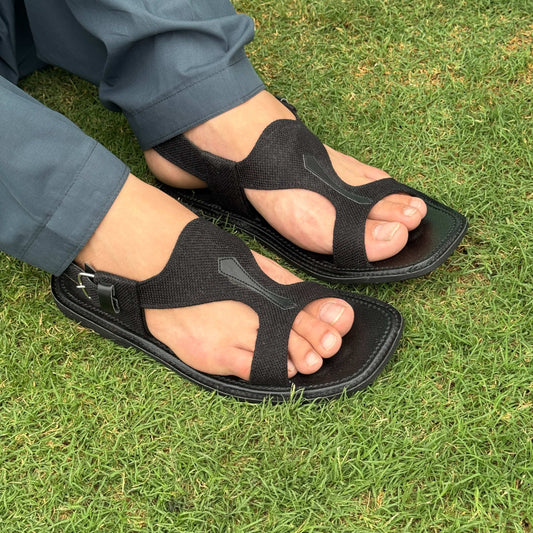 Black Premium Handmade Panjedar Chappal