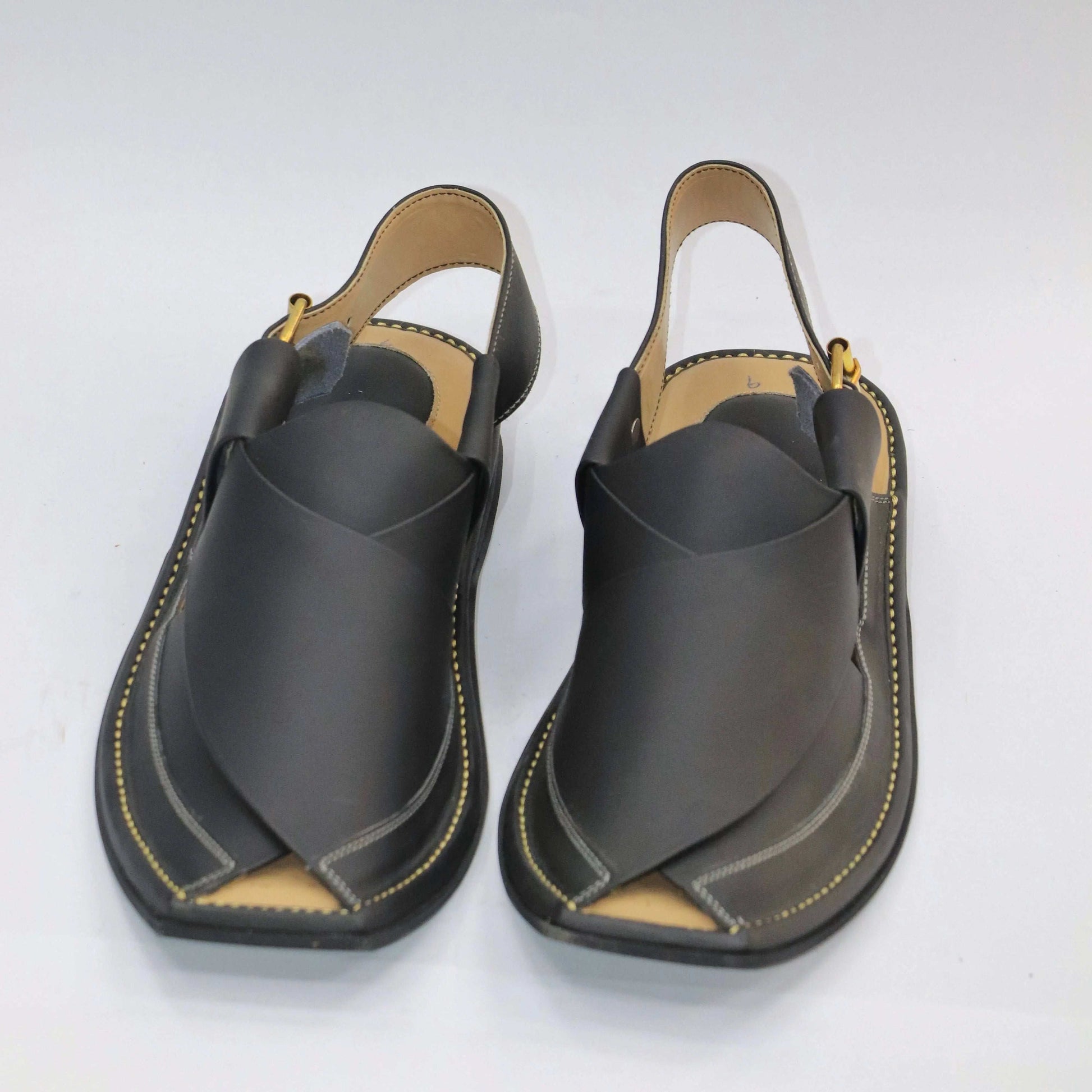 Premium Black Leather Peshawar Zalmi Chappal