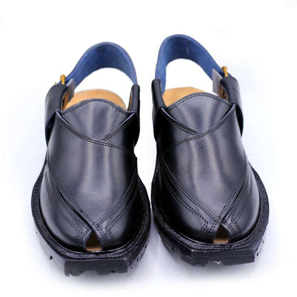 Black Norozi Chappal - Handcrafted Leather Footwear