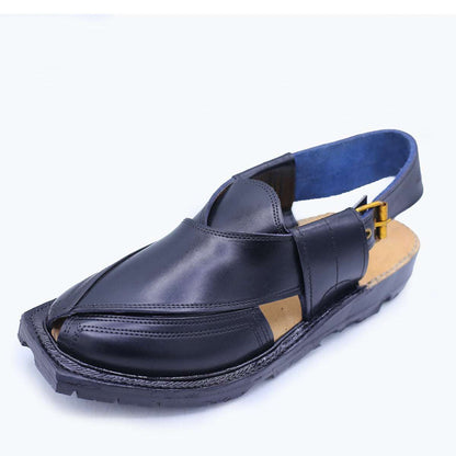 Black Norozi Chappal - Handcrafted Leather Footwear