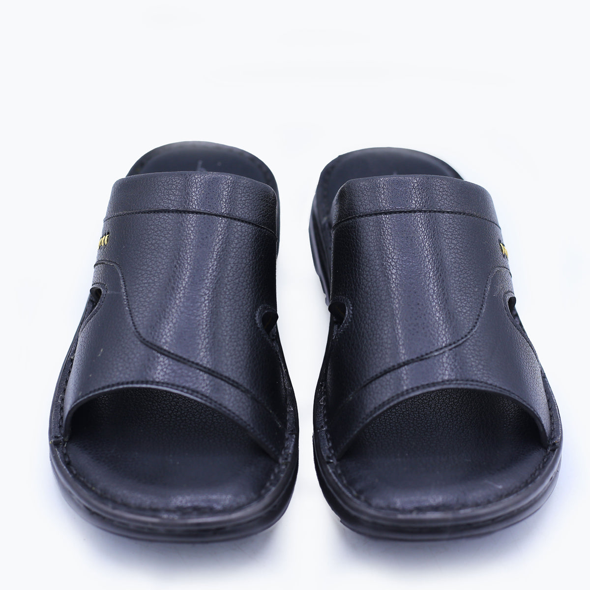 Men's Black Leather Slippers