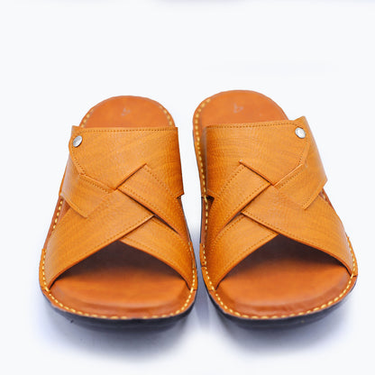 Men's Tan Leather Slippers