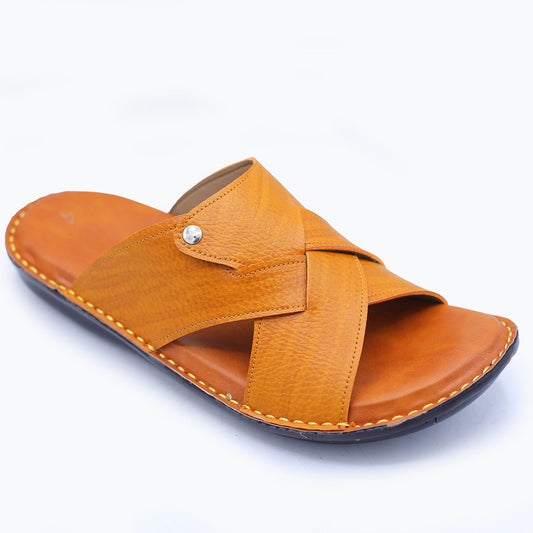 Men's Tan Leather Slippers
