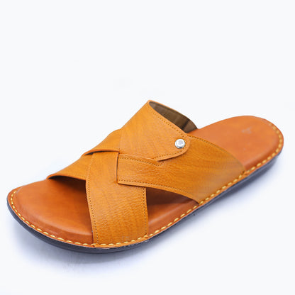 Men's Tan Leather Slippers