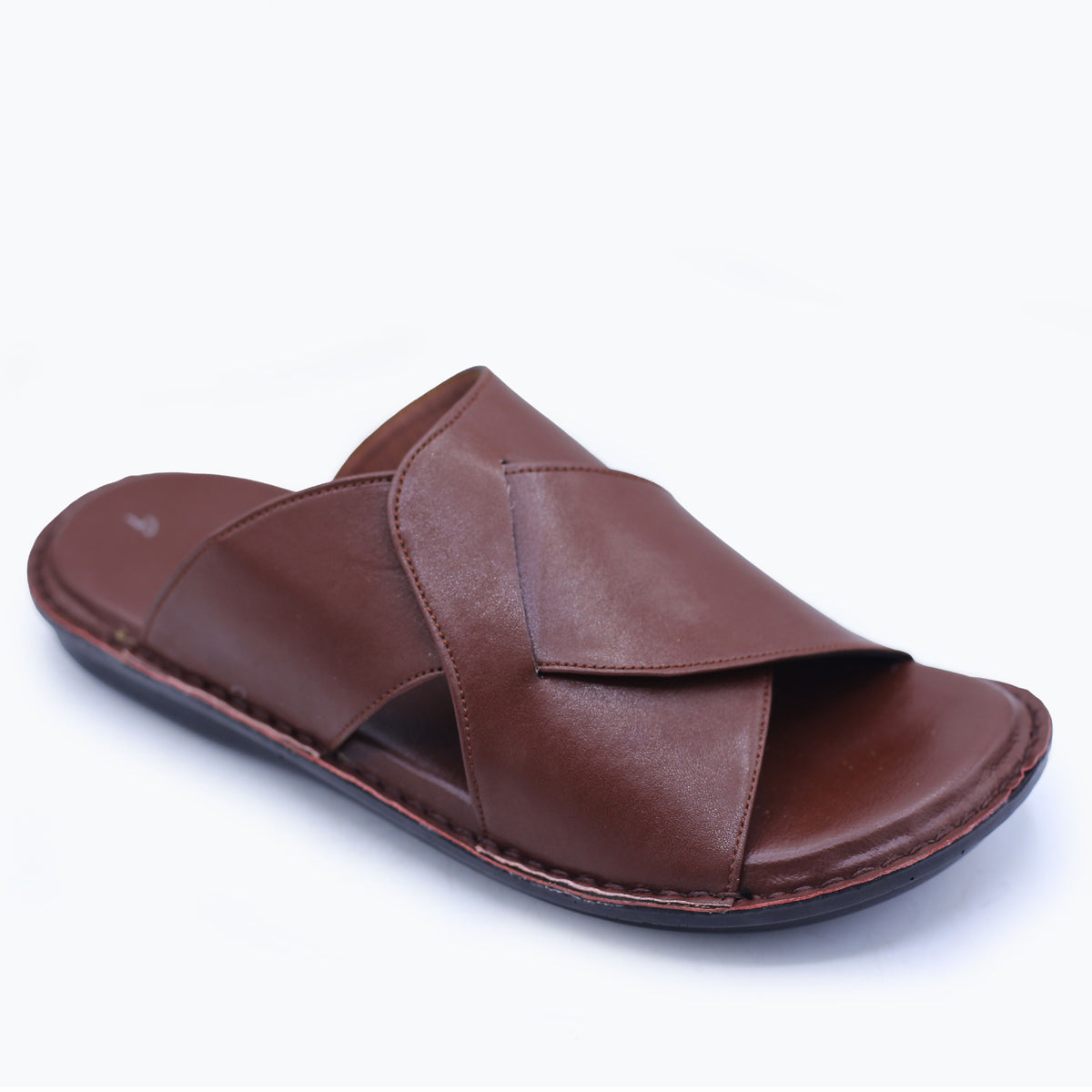 Men's Leather Slippers in Deep Mocha Brown