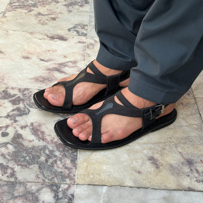 Fabric & Leather Panjedar Chappal