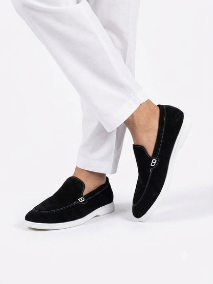 Noir Suede Slip-On Loafers