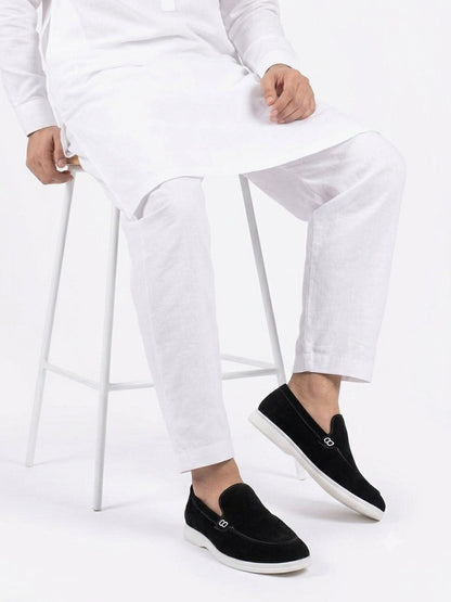 Noir Suede Slip-On Loafers
