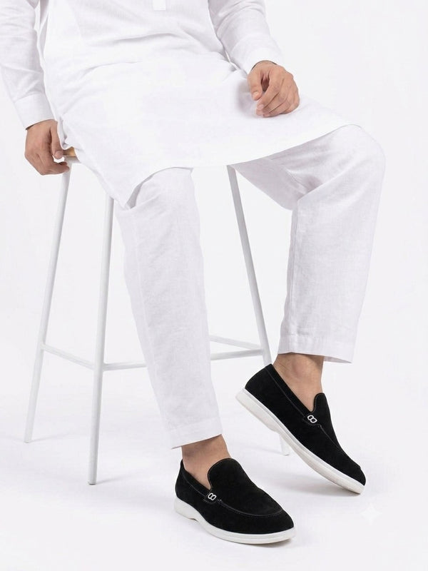 Noir Suede Slip-On Loafers