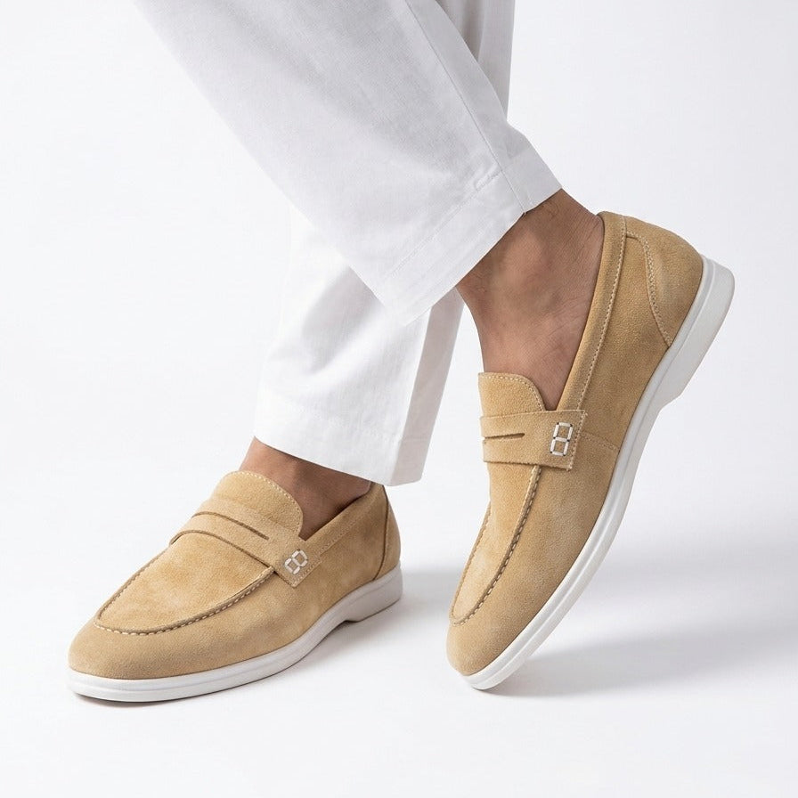 Noir Suede Slip-On Loafers Black