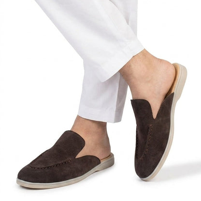 Noir Suede Backless Loafers