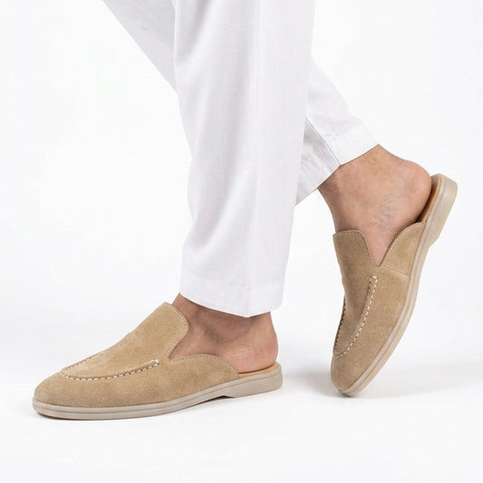 Noir Suede Backless Loafers